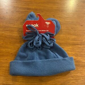 Peak Technology Fleece Hat and Mitten Set blue Toddlers Boys Girls Size 2-4